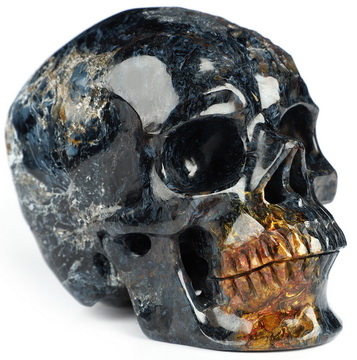 4.1" Pietersite Hand Carved Crystal Skull, Super Realistic, Crystal Healing