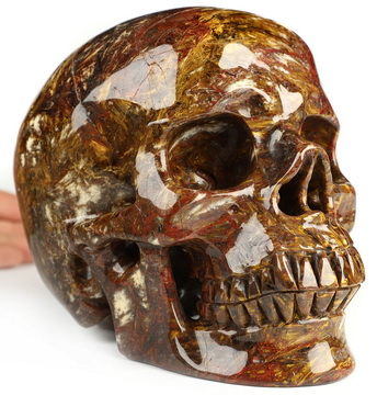 Super Realistic! Lifesized 6.7" Pietersite Hand Carved Crystal Skull, Crystal Healing