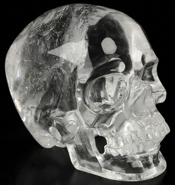 4.0" Clear Quartz Rock Crystal Hand Carved Crystal Skull, Super Realistic, Crystal Healing