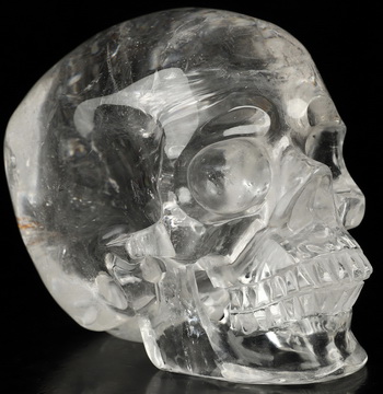 Rainbow 3.7" Clear Quartz Rock Crystal Hand Carved Crystal Skull, Super Realistic, Crystal Healing