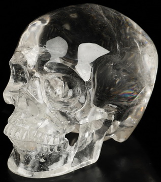 3.7" Clear Quartz Rock Crystal Hand Carved Crystal Skull, Super Realistic, Crystal Healing