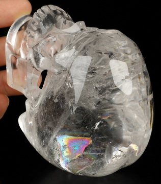 4.3" Clear Rainbow Quartz Rock Crystal Hand Carved Crystal Skull, Super Realistic, Crystal Healing