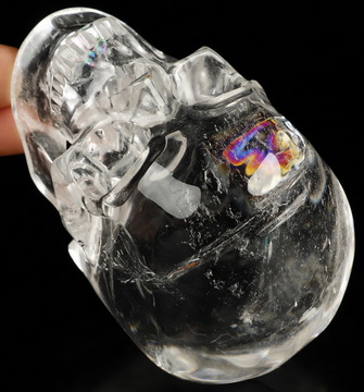 3.7" Rainbow Clear Quartz Rock Crystal Hand Carved Crystal Skull, Super Realistic, Crystal Healing