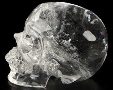 3.7" Clear Quartz Rock Crystal Hand Carved Crystal Skull, Super Realistic, Crystal Healing