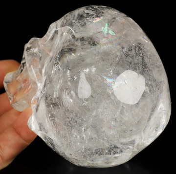 4.1" Clear Quartz Rock Crystal Hand Carved Crystal Skull, Super Realistic, Crystal Healing