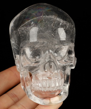 3.7" Clear Quartz Rock Crystal Hand Carved Crystal Skull, Super Realistic, Crystal Healing