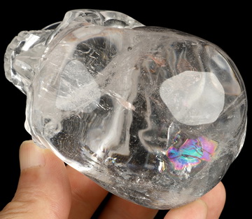 3.5" Clear Rainbow Quartz Rock Crystal Hand Carved Crystal Skull, Super Realistic, Crystal Healing