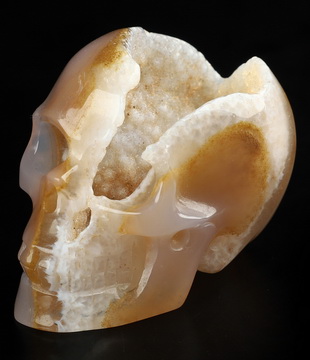 2.0" Agate Geode Hand Carved Crystal Skull, Realistic, Crystal Healing