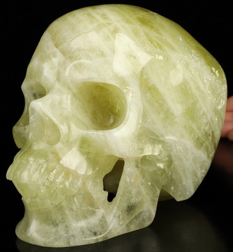 Gemstone Super Realistic! Lifesized 6.9" Citrine Hand Carved Crystal Skull, Crystal Healing