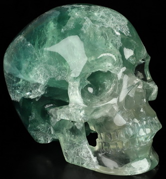 5.1" Fluorite Hand Carved Crystal Skull, Super Realistic, Crystal Healing