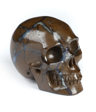 1.3" Matrix Opal Hand Carved Crystal Skull, Realistic, Crystal Healing