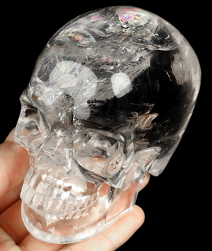 4.3" Rainbow Quartz Rock Crystal Hand Carved Crystal Skull, Super Realistic, Crystal Healing