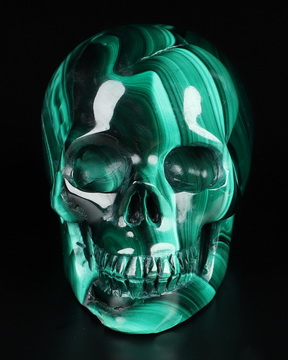 Gemstone 2.0" Malachite Hand Carved Crystal Skull, Realistic, Crystal Healing