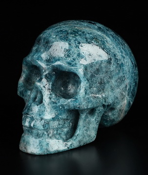 2.0" Blue Apatite Hand Carved Crystal Skull, Realistic, Crystal Healing