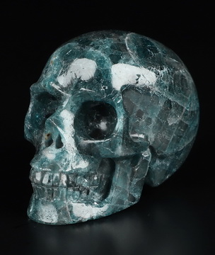 2.0" Blue Apatite Hand Carved Crystal Skull, Realistic, Crystal Healing