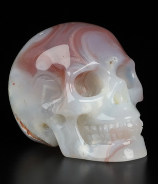 Gemstone 1.8" Mozambique Agate Hand Carved Crystal Skull, Realistic, Crystal Healing
