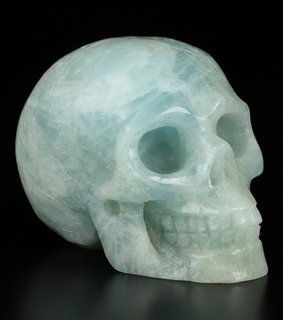 Gemstone 2.0" Aquamarine Hand Carved Crystal Skull, Realistic, Crystal Healing