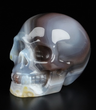 Gemstone 2.0" Mozambique Agate Hand Carved Crystal Skull, Realistic, Crystal Healing
