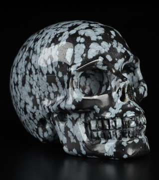 2.0" Snowflake Obsidian Hand Carved Crystal Skull, Realistic, Crystal Healing