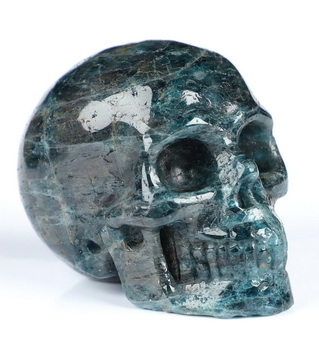 2.0" Blue Apatite Hand Carved Crystal Skull, Realistic, Crystal Healing