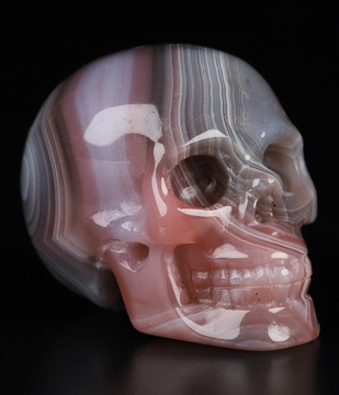 Gemstone 1.4" Mozambique Agate Hand Carved Crystal Skull, Realistic, Crystal Healing