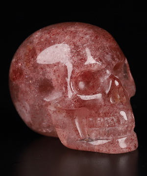 1.1" Strawberry Quartz Hand Carved Crystal Skull, Realistic, Crystal Healing