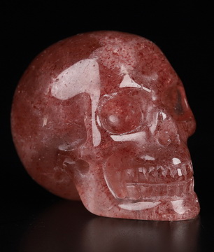 1.1" Strawberry Quartz Hand Carved Crystal Skull, Realistic, Crystal Healing