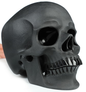 Lifesized 6.9" Frosted Black Obsidian Hand Carved Crystal Skull,Super Realistic, Crystal Healing