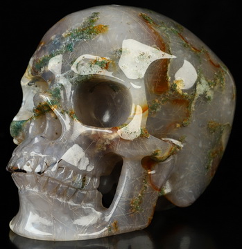 5.1" Sagenitic Agate Hand Carved Crystal Skull, Super Realistic, Crystal Healing