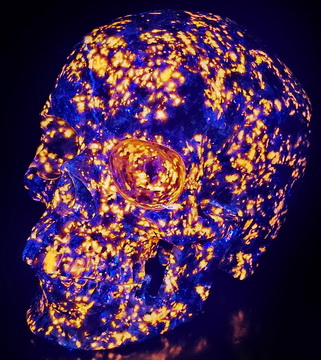 5.0" Yooperlites Hand Carved Crystal Skull, Super Realistic, Crystal Healing