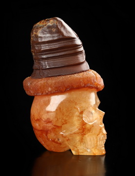2.1" Gobi Agate Hand Carved Crystal Skull Fine Art Sculpture, Crystal Healing