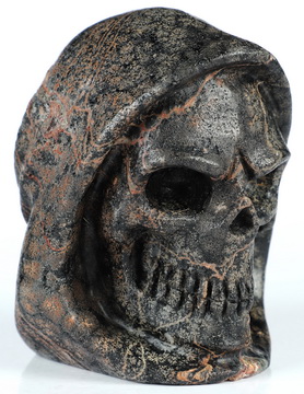 3.5" Snowflake Obsidian Hand Carved Death Crystal Skull Sculpture, Crystal Healing