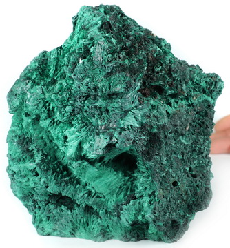 Gemstone 5.8" Malachite Hand Carved Crystal Skull Fine Art Sculpture, Crystal Healing