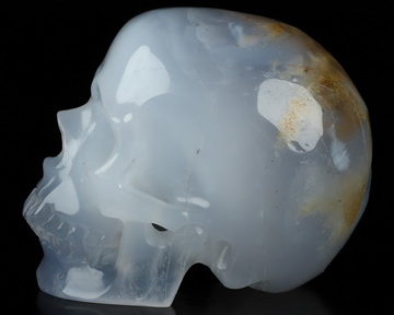 2.8" Blue Chalcedony Hand Carved Crystal Skull, Super Realistic, Crystal Healing