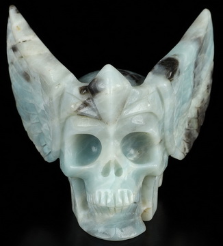 3.5" Chinese Amazonite Hand Carved Guardian Crystal Skull Sculpture, Crystal Healing