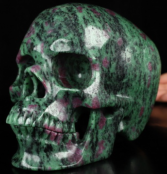 Super Realistic! Lifesized 6.9" Ruby Zoisite Hand Carved Crystal Skull, Crystal Healing