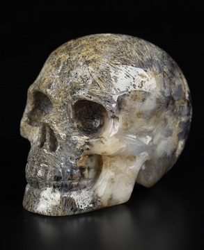 2.0" Sagenitic Agate Hand Carved Crystal Skull, Realistic, Crystal Healing