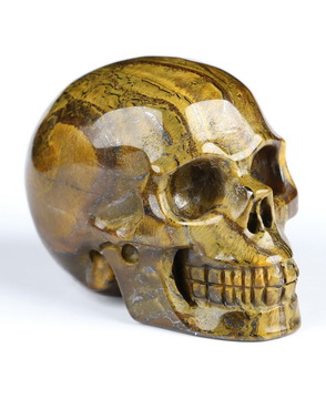 2.0" Tiger Iron Eye Hand Carved Crystal Skull, Realistic, Crystal Healing