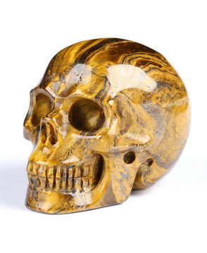 2.0" Tiger Iron Eye Hand Carved Crystal Skull, Realistic, Crystal Healing