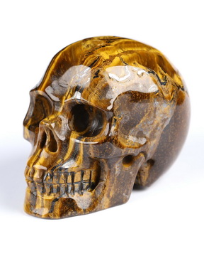 2.0" Tiger Iron Eye Hand Carved Crystal Skull, Realistic, Crystal Healing