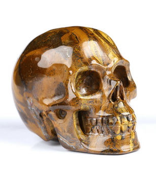 2.0" Tiger Iron Eye Hand Carved Crystal Skull, Realistic, Crystal Healing