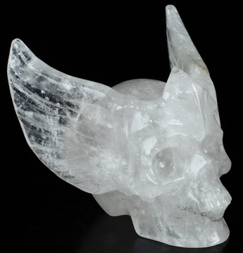 3.5" Quartz Rock Crystal Hand Carved Guardian Crystal Skull Sculpture, Crystal Healing
