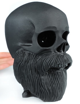 The Wise Old Man, 5.8" Frosted Black Obsidian Hand Carved Crystal Skull Fine Art Sculpture, Crystal Healing
