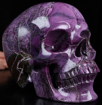Super Realistic! Lifesized 6.9" Stichtite and Serpentine Hand Carved Crystal Skull, Crystal Healing