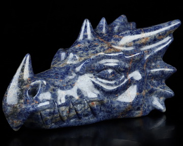 5.9" Sodalite Hand Carved Crystal Dragon Head Skull Sculpture, Crystal Healing