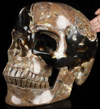 37.7LB Titan 11.8" Dinosaur Egg Agate Geode Hand Carved Crystal Skull, Crystal Healing