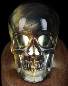 3.9" Fluorite Hand Carved Hollow Crystal Skull Lamp/Light with Led Stand