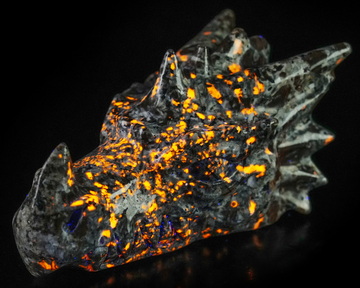 6.1" Yooperlites Hand Carved Crystal Dragon Head Skull Sculpture, Crystal Healing