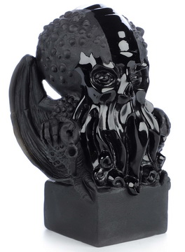 5.4" Frosted Black Obsidian Hand Carved Octopus Crystal Skull Fine Art Sculpture, Crystal Healing