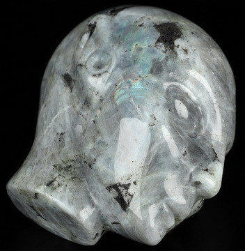 4.0" Labradorite Hand Carved Fairy Elf Alien Crystal Skull Companion Sculpture, Crystal Healing